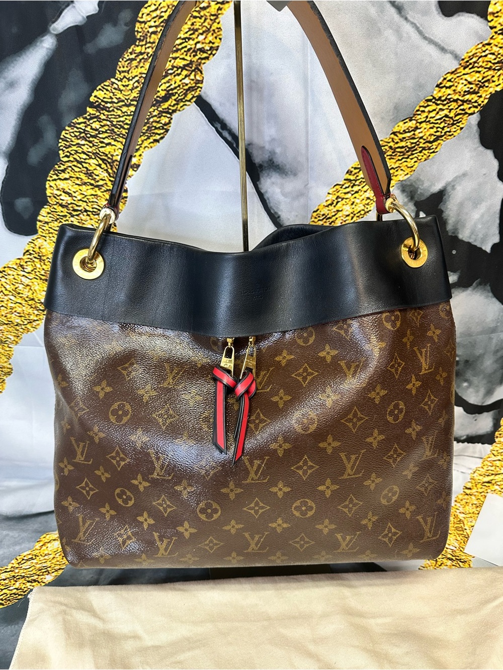 Louis Vuitton Tuileries Black & Brown Monogram Shoulder Bag